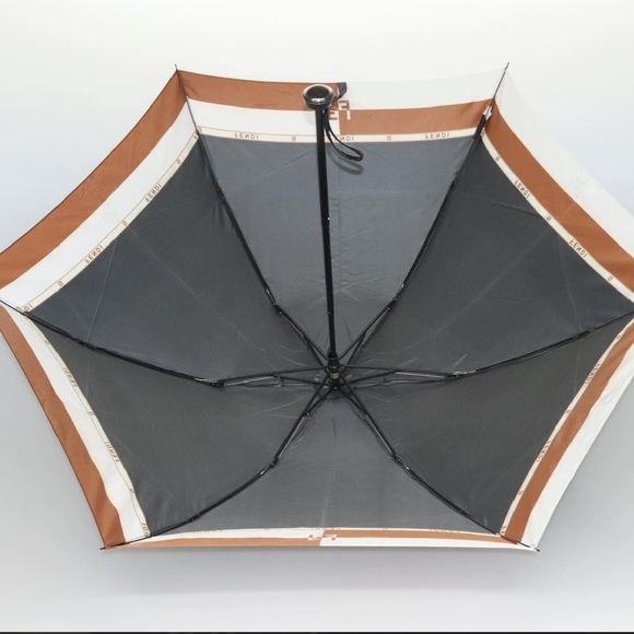 FENDI Folding Umbrella Nylon Black Brown white - Picture 7 of 13